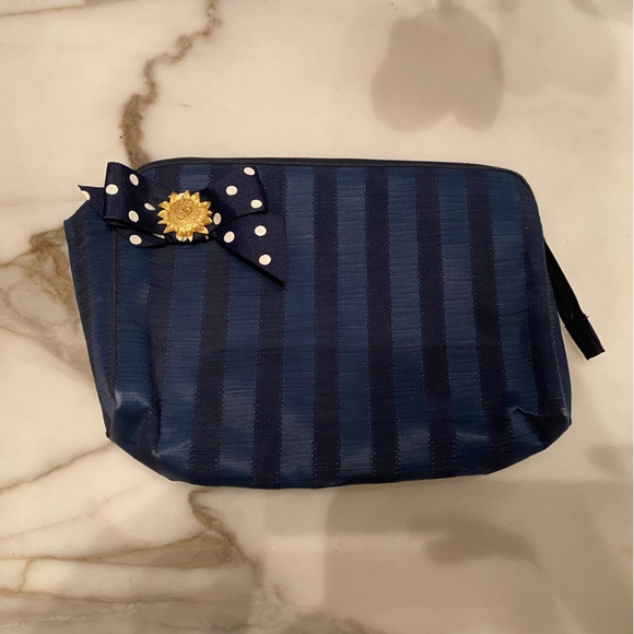 Dior Bags Vintage Christian Dior Blue Striped Cosmetic Pouch Makeup